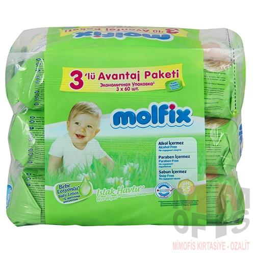 Molfix Islak Mendil Bebe Losyonlu Avantaj Paket 3 x 60 Yaprak Mimofis  Kırtasiye